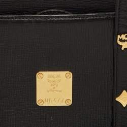 MCM Black Leather Studded Bucket Tote