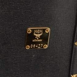 MCM Black Leather Studded Bucket Tote