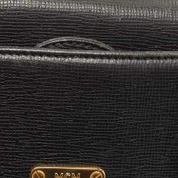 MCM Black Leather Studded Bucket Tote