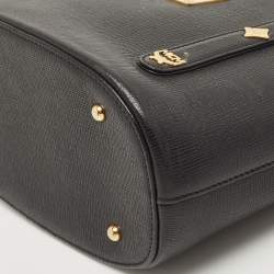 MCM Black Leather Studded Bucket Tote