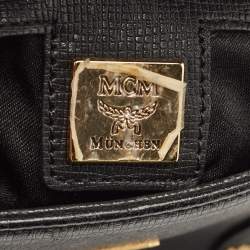 MCM Black Leather Studded Bucket Tote