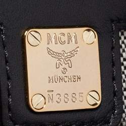 Pre Owned MCM Black/Cognac Visetos Leather Top Handle Bag