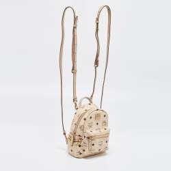 MCM Beige Visetos Coated Canvas and Leather Mini Studded Stark-Bebe Boo Backpack