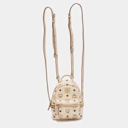 MCM Beige Visetos Coated Canvas and Leather Mini Studded Stark-Bebe Boo Backpack