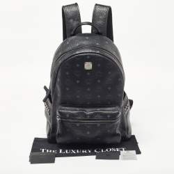 MCM Black Visetos Coated Canvas and Leather Large Stark Backpack