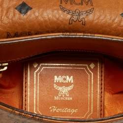 MCM Cognac Visetos Coated Canvas and Leather Flap Crossbody Bag