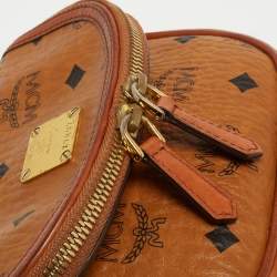 MCM Cognac Visetos Coated Canvas and Leather Flap Crossbody Bag