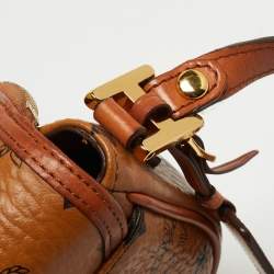MCM Cognac Visetos Coated Canvas and Leather Flap Crossbody Bag