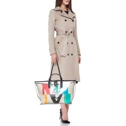Pre Owned MCM Transparent/Black PVC and Leather Glitch Logo Shopper Tote