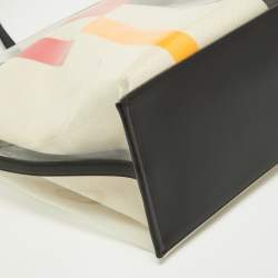 Pre Owned MCM Transparent/Black PVC and Leather Glitch Logo Shopper Tote