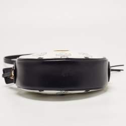 MCM Navy Blue/White Visetos Coated Canvas and Leather Tambourine Round Bag