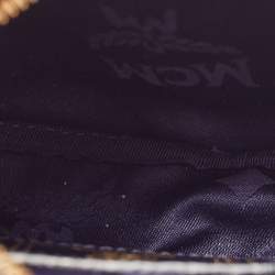 MCM Navy Blue/White Visetos Coated Canvas and Leather Tambourine Round Bag