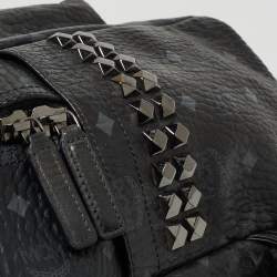 MCM Black Visetos Coated Canvas Large Stark Backpack