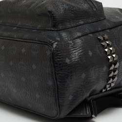 MCM Black Visetos Coated Canvas Large Stark Backpack