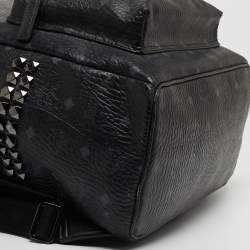 MCM Black Visetos Coated Canvas Large Stark Backpack