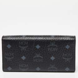 MCM Black Visetos Coated Canvas Embellished Continental Wallet