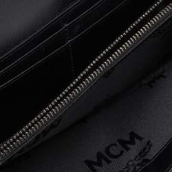 MCM Black Visetos Coated Canvas Embellished Continental Wallet