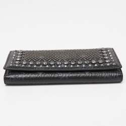 MCM Black Visetos Coated Canvas Embellished Continental Wallet