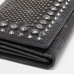 MCM Black Visetos Coated Canvas Embellished Continental Wallet