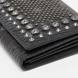 MCM Black Visetos Coated Canvas Embellished Continental Wallet