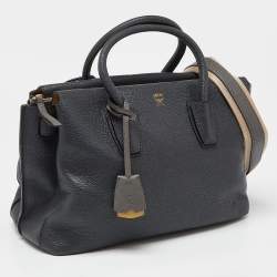 Pre Owned MCM Dark Grey Leather Medium Milla Tote