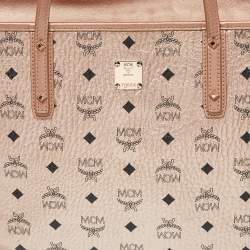 MCM Metallic Rose Gold Visetos Coated Canvas and Leather Shopper Tote