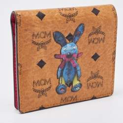MCM Cognac Visetos Coated Canvas Bunny Bifold Wallet