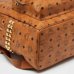MCM Cognac Visetos Coated Canvas Large Stark Backpack