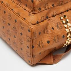 MCM Cognac Visetos Coated Canvas Large Stark Backpack