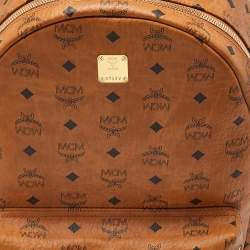 MCM Cognac Visetos Coated Canvas Large Stark Backpack