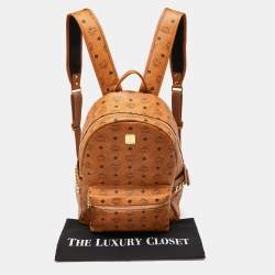 MCM Cognac Visetos Coated Canvas Large Stark Backpack