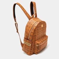 MCM Cognac Visetos Coated Canvas Large Stark Backpack
