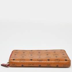 MCM Black/Cognac Visetos Coated Canvas Zip Around Wallet