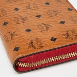 MCM Black/Cognac Visetos Coated Canvas Zip Around Wallet