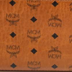 MCM Black/Cognac Visetos Coated Canvas Zip Around Wallet