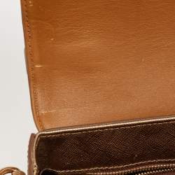 MCM Bronze Leather Turnlock Flap Top Handle Bag