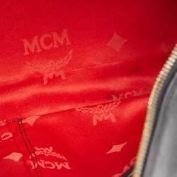 MCM Black Leather Vintage Studded Logo Motifs Boston Bag
