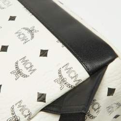 MCM White/Black Visetos Coated Canvas Small Studs Stark Backpack