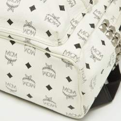 MCM White/Black Visetos Coated Canvas Small Studs Stark Backpack