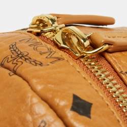 MCM Cognac Visetos Coated Canvas Small Studs Stark Backpack