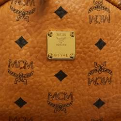 MCM Cognac Visetos Coated Canvas Small Studs Stark Backpack