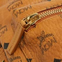 MCM Cognac Visetos Coated Canvas Small Studs Stark Backpack