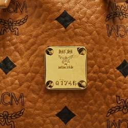 MCM Cognac Visetos Coated Canvas Small Studs Stark Backpack