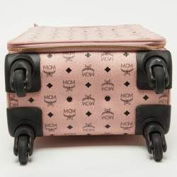 MCM Pink Visetos Coated Canvas Traveler Cabin Luggage 