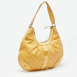 MCM Yellow Visetos Coated Canvas and Leather Hobo