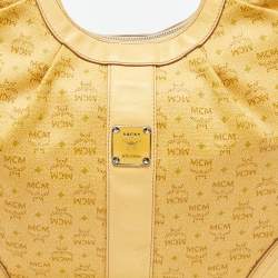 MCM Yellow Visetos Coated Canvas and Leather Hobo