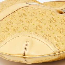 MCM Yellow Visetos Coated Canvas and Leather Hobo