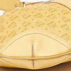 MCM Yellow Visetos Coated Canvas and Leather Hobo