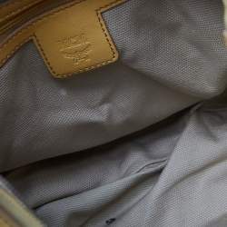 MCM Yellow Visetos Coated Canvas and Leather Hobo
