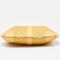 MCM Yellow Visetos Coated Canvas and Leather Hobo